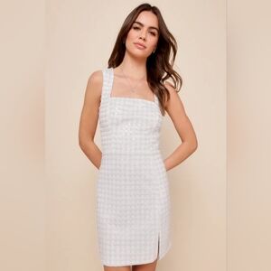 Lulu's Beautifully Decadent White Sequin Pearl Sleeveless Mini Dress NWOT